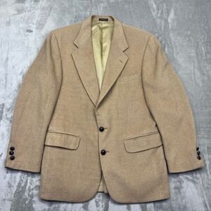 VTG Rogers Scott Camel Hair Blazer Mens 38R Tan Brown Made in USA Sport Coat